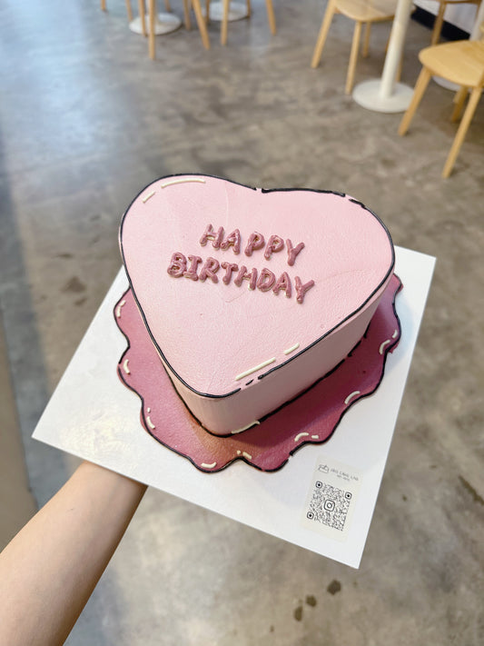 Comic Style Pink Heart Cake