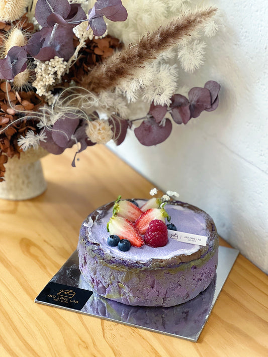 Taro With Ube Basque Burnt Cheesecake