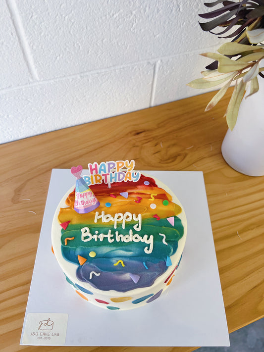 Rainbow Happy Birthday Cake