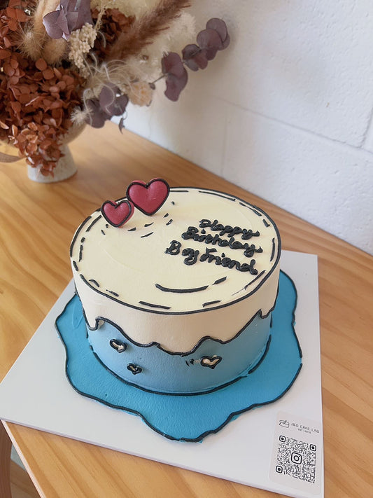 Comic Theme Cream Cake