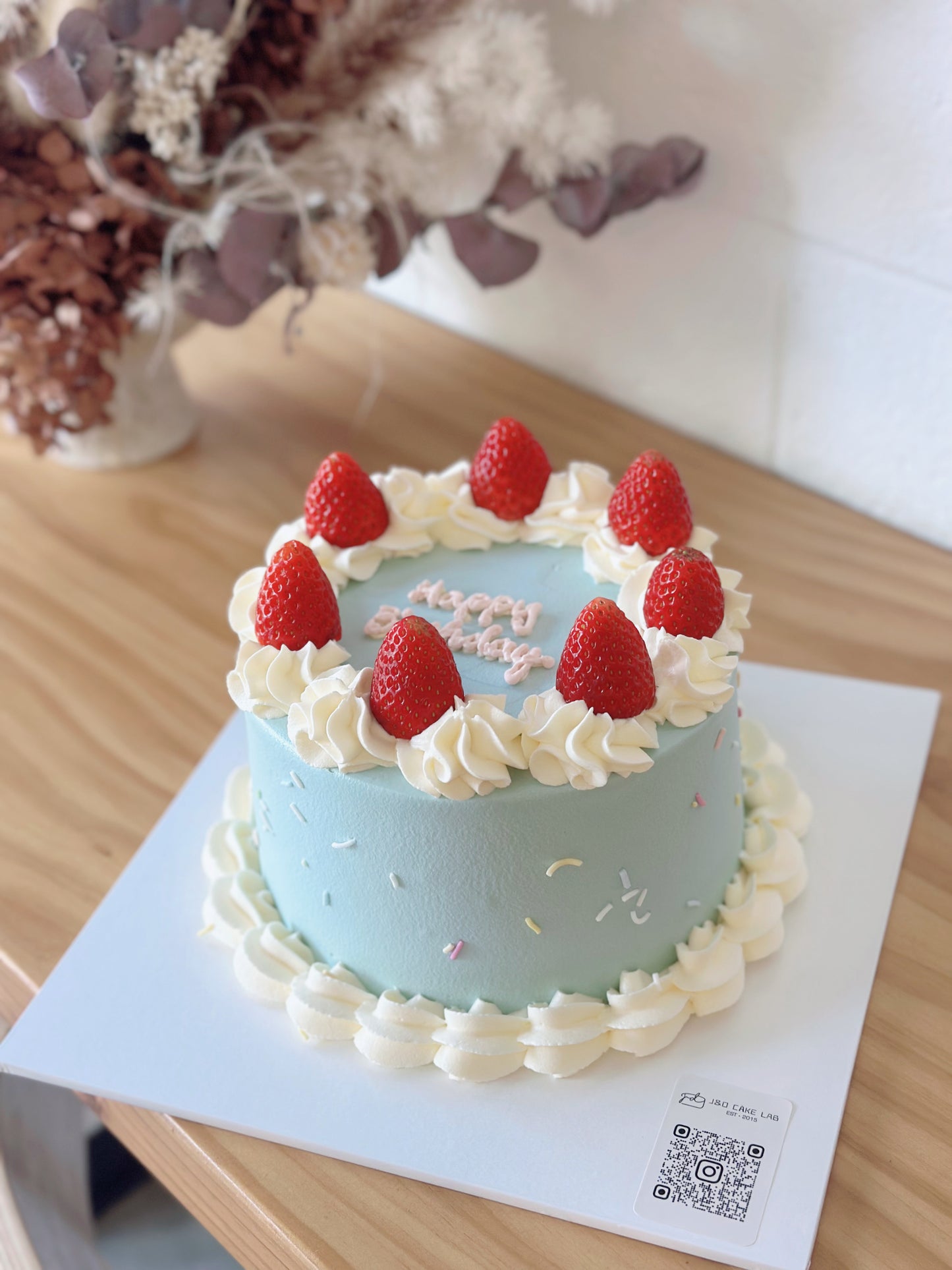 Classic Strawberry Blue Cream Cake